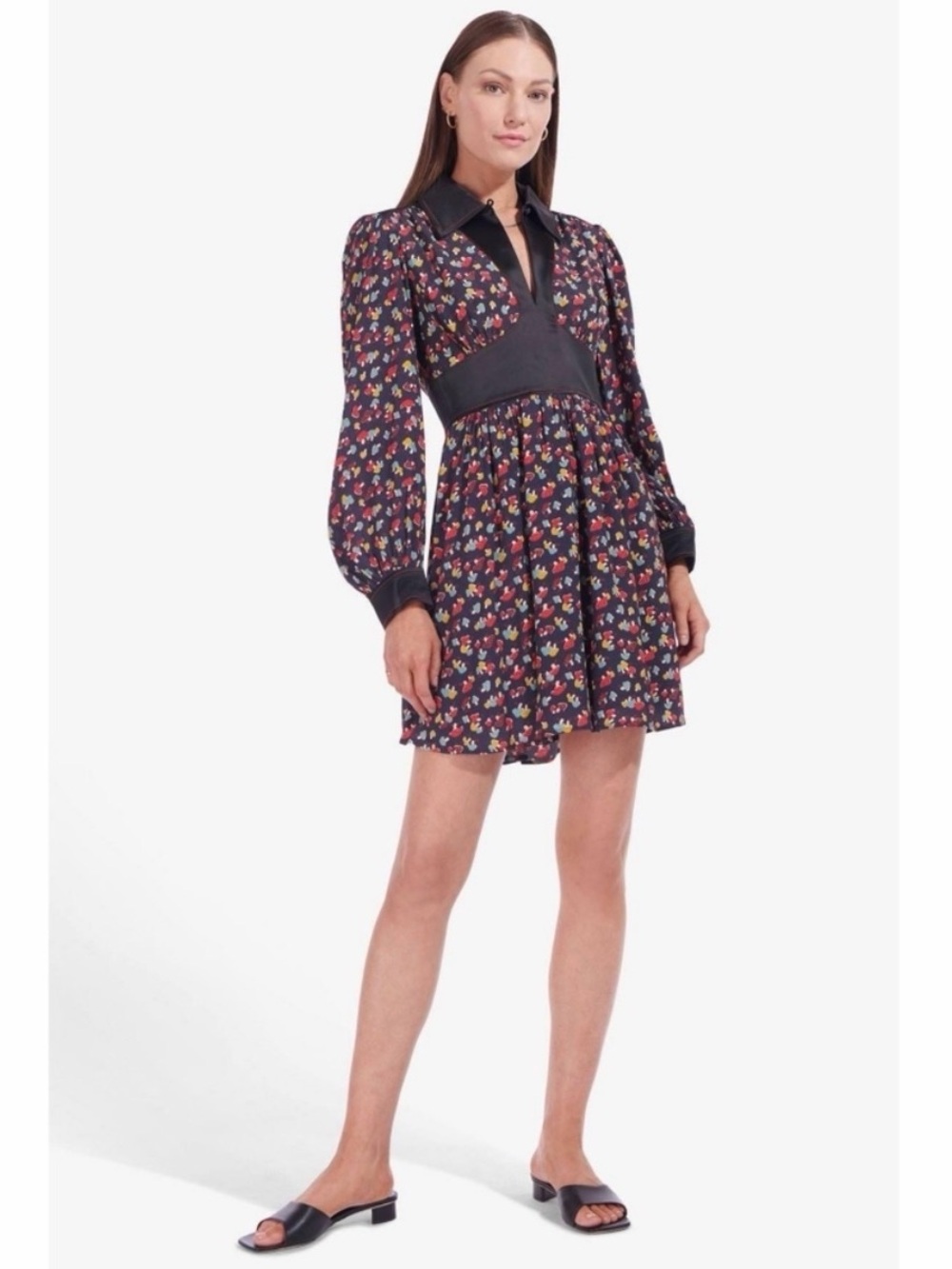 STAUD Dolly Dress Mushroom Print Black Multi NWT Size 6